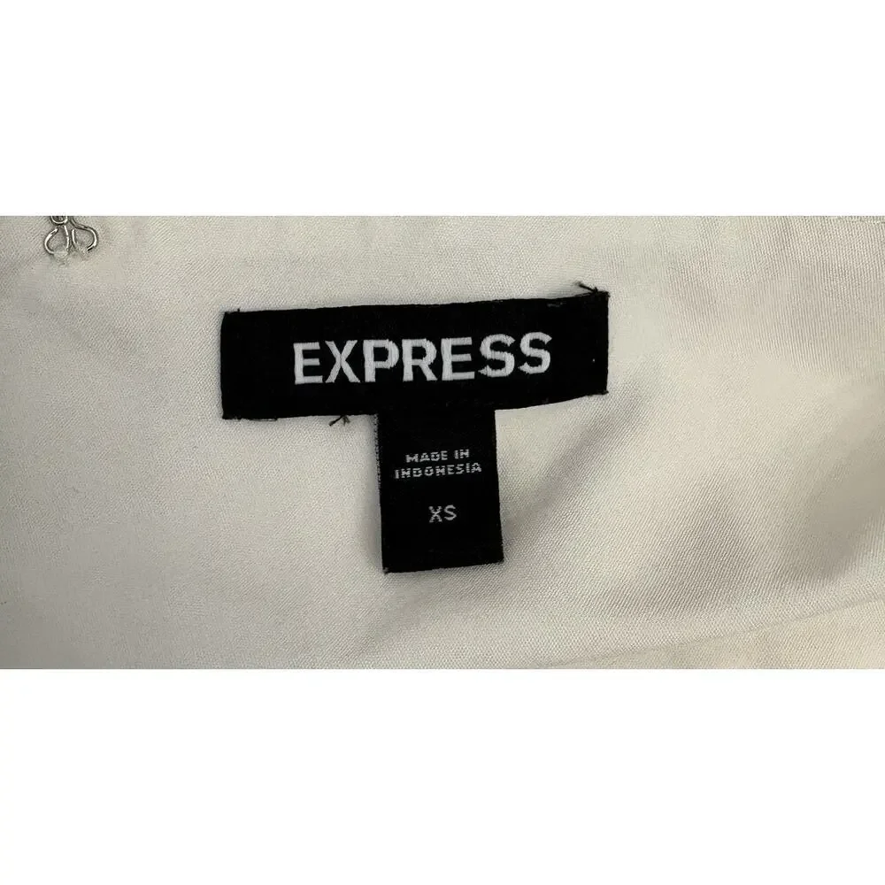Express White Peplum Top With Bow Accents Size XS Coquette - Picture 6 of 7